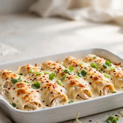 Chicken Enchiladas: Easy Creamy White Sauce Version 6 chicken enchiladas