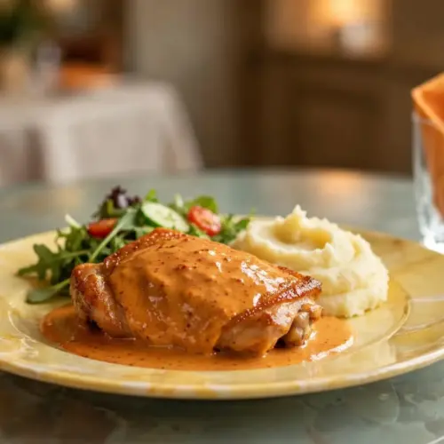 Easy Creamy Paprika Chicken Thighs with Mashed Potatoes 6 paprika chicken