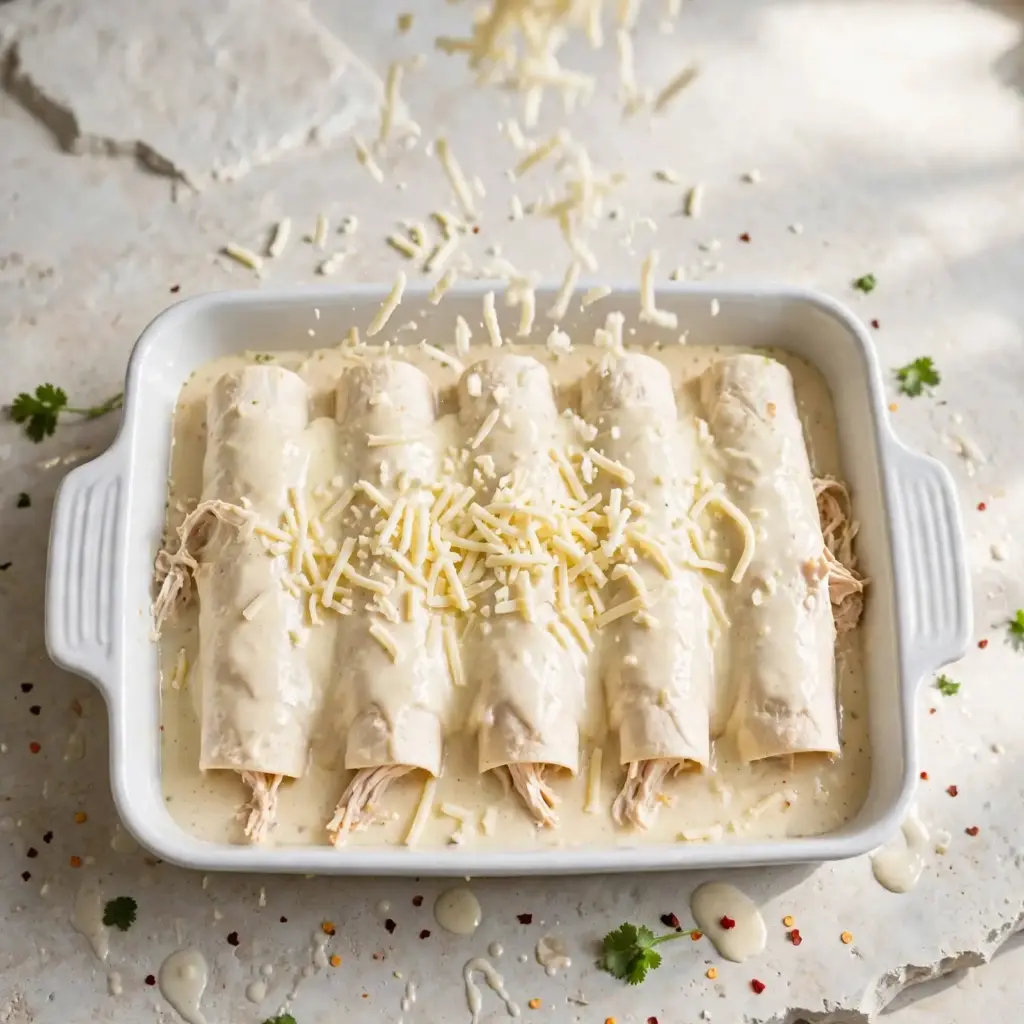 Chicken Enchiladas: Easy Creamy White Sauce Version 5 Chicken Enchiladas easy baked