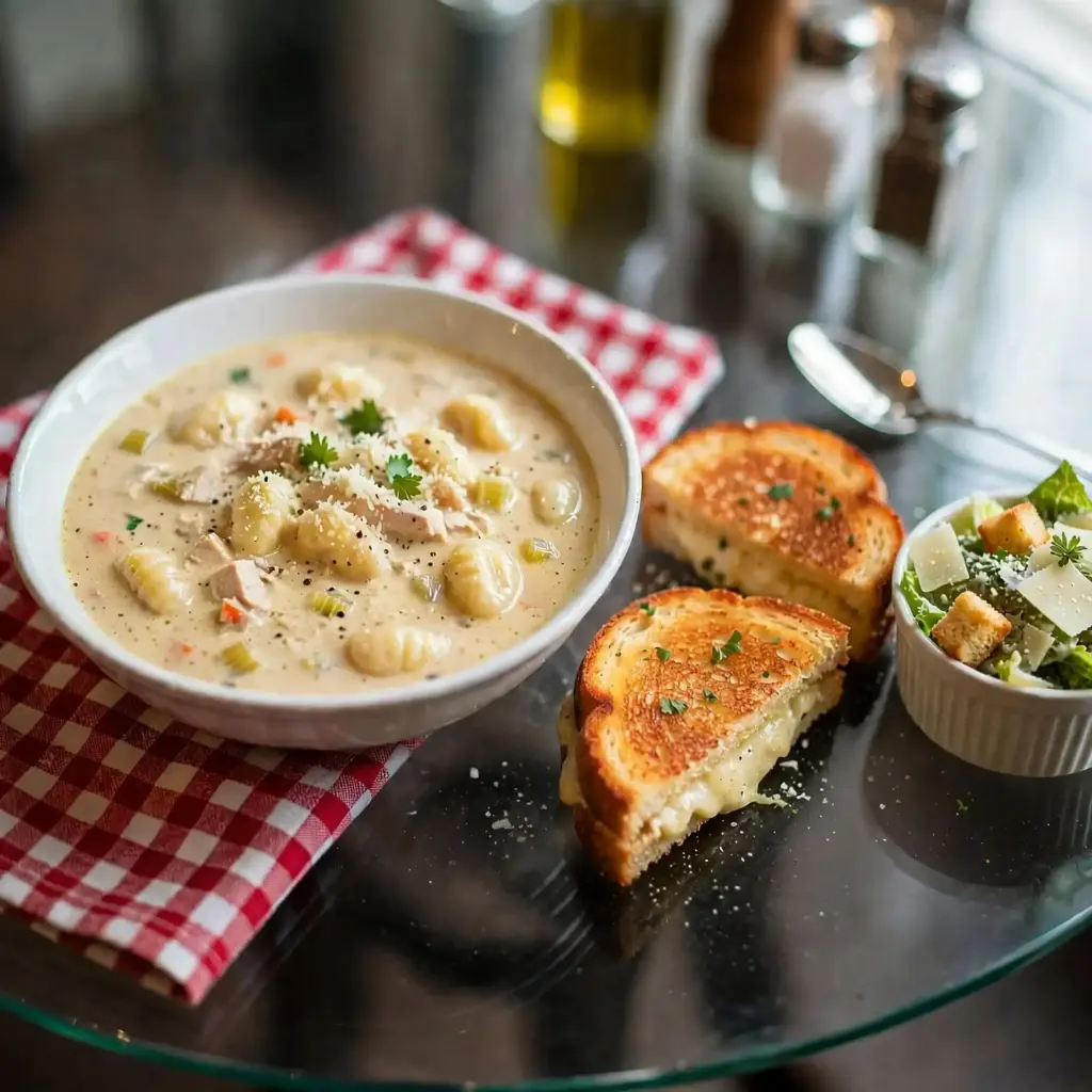 Creamy Chicken Gnocchi Soup (One-Pot, Ready in 40 Minutes) 8 chicken gnocchi soup with salad