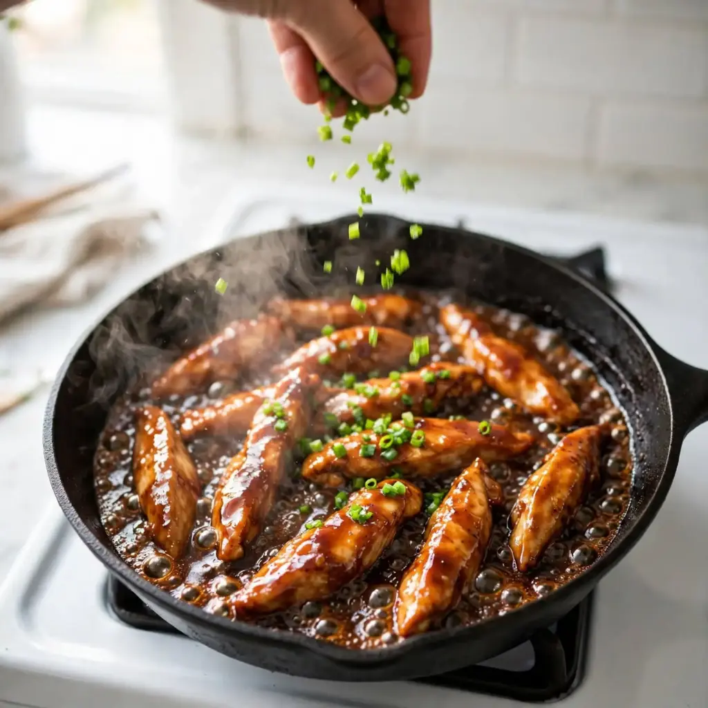 Crispy Teriyaki Chicken Strips with a Sticky Honey Glaze 5 chicken with salad