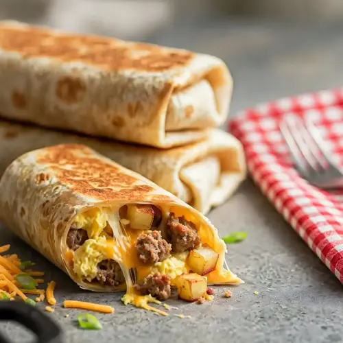Breakfast Burritos: Easy Make-Ahead Recipe with Sausage, Egg and Cheese 6 Breakfast Burritos