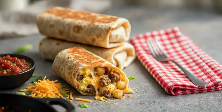 Breakfast Burritos: Easy Make-Ahead Recipe with Sausage, Egg and Cheese 1 Breakfast Burritos