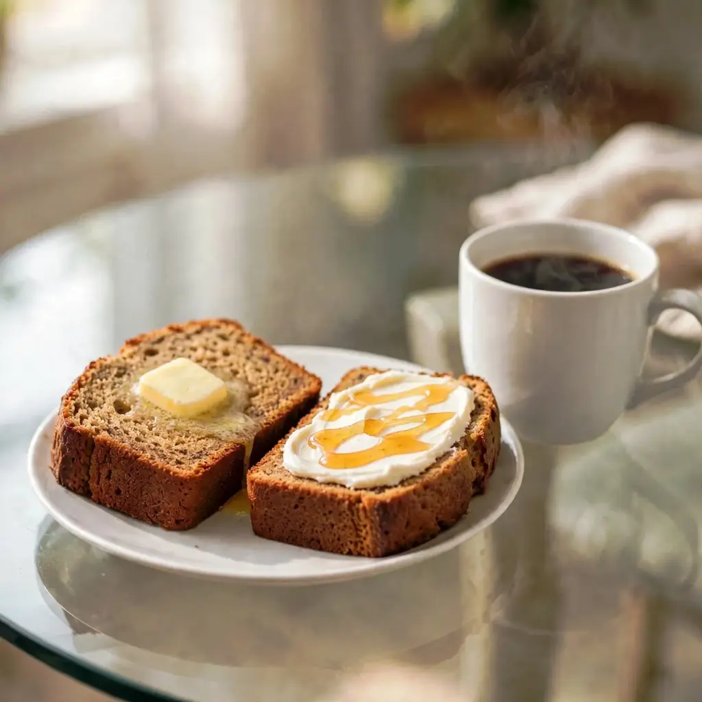 Easy Banana Bread Recipe: Moist, Tender, and Made with Overripe Bananas 6 banana bread with honey and butter