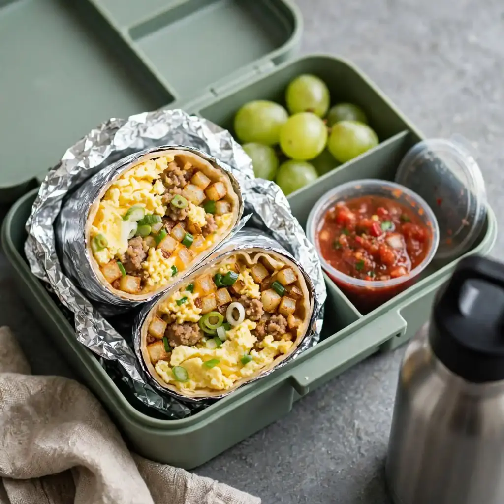 Breakfast Burritos: Easy Make-Ahead Recipe with Sausage, Egg and Cheese 9 Breakfast Burritos for kids lunchbox
