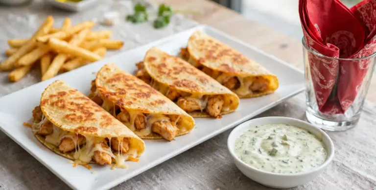 Easy Chicken Tacos with Melty Mozzarella and Creamy Sauce 1 chicken tacos